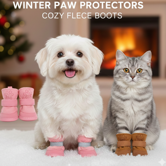 KinzoPaws 4Pcs Winter and Snow  Waterproof and NonSlip Pet Boots