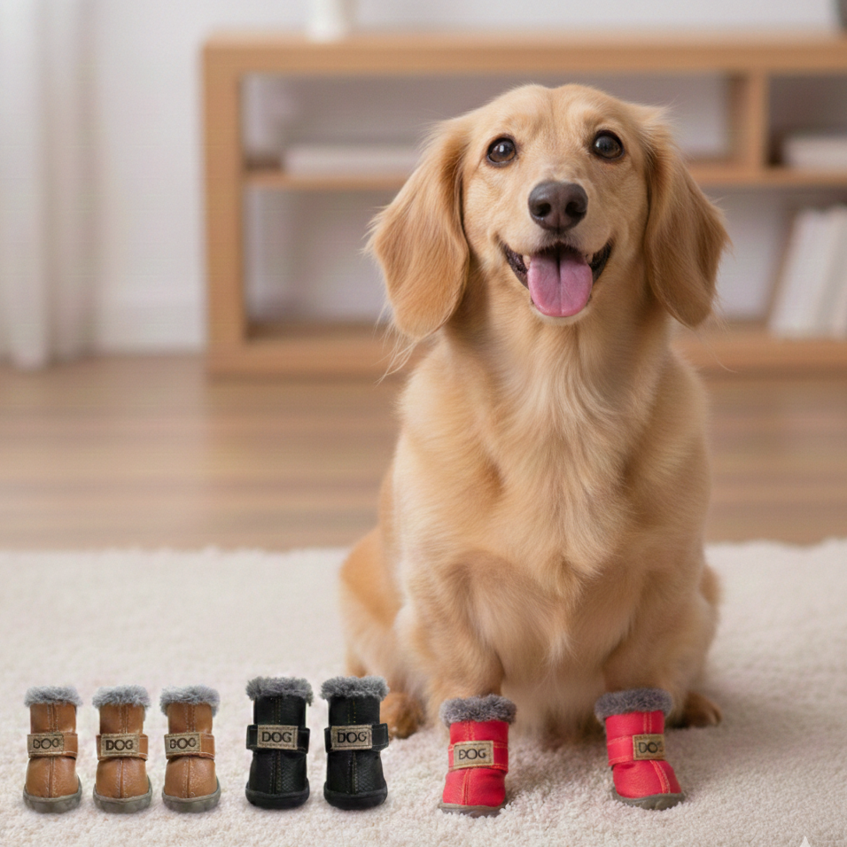 KinzoPaws 4Pcs Non-SlipSnow Winter Dog Boots