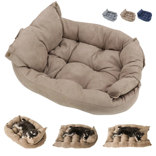 KinzoPaws 3-in-1 Dog Bed – Convertible Sofa, Mat & Nest