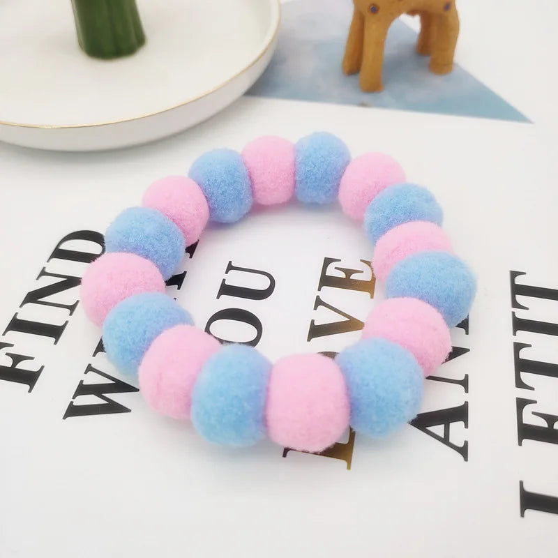 Handmade Rainbow Pom-Pom Flower Pet Necklace