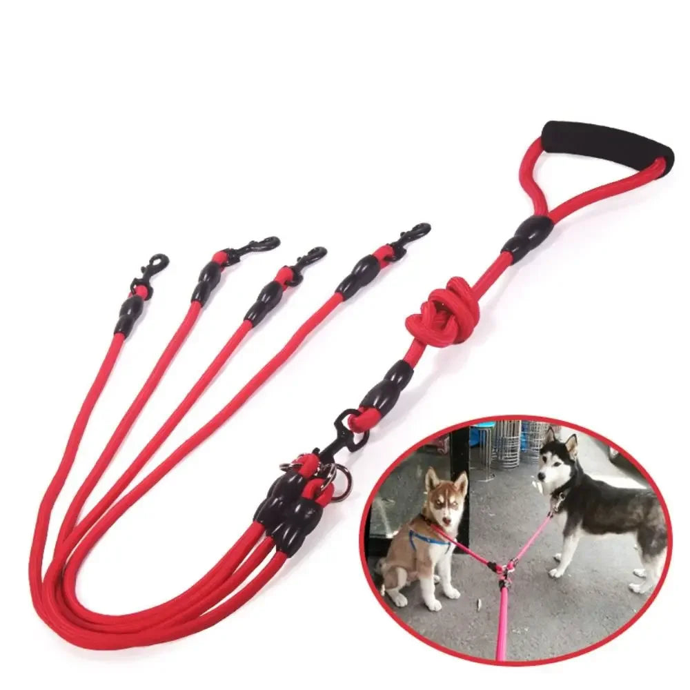 KinzoPaws Adjustable 2/3/4 Way Multi-Dog Leash with Foam Handle