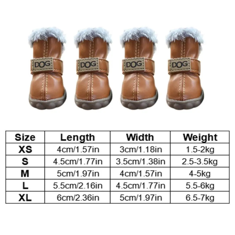 KinzoPaws 4Pcs Non-SlipSnow Winter Dog Boots