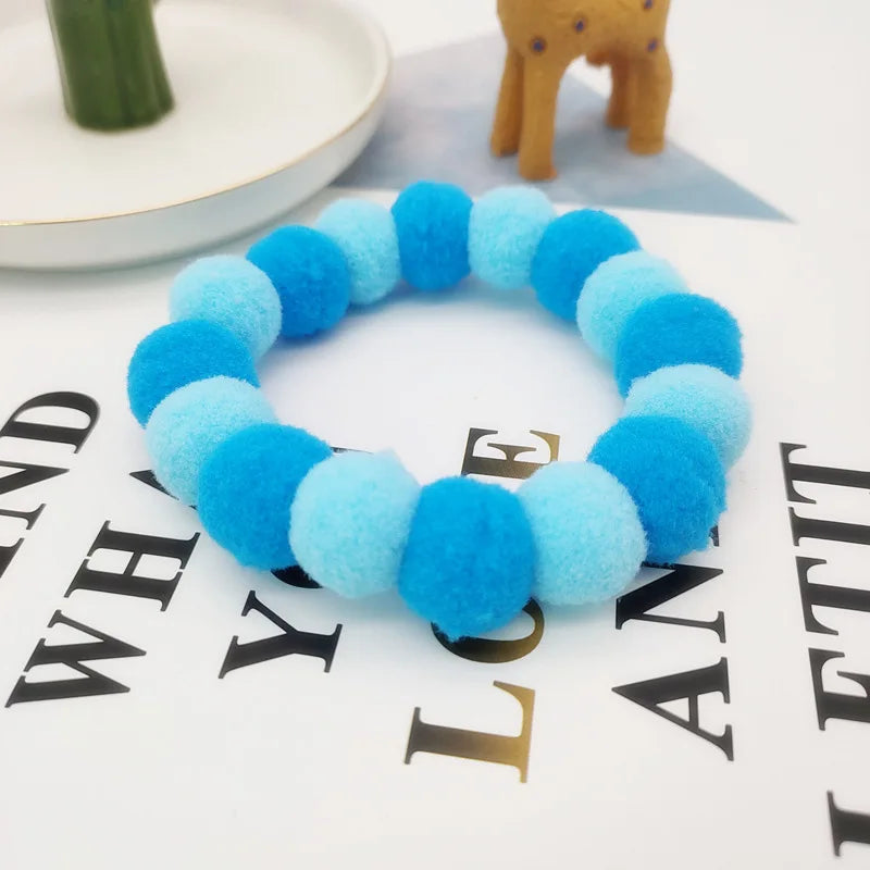 Handmade Rainbow Pom-Pom Flower Pet Necklace