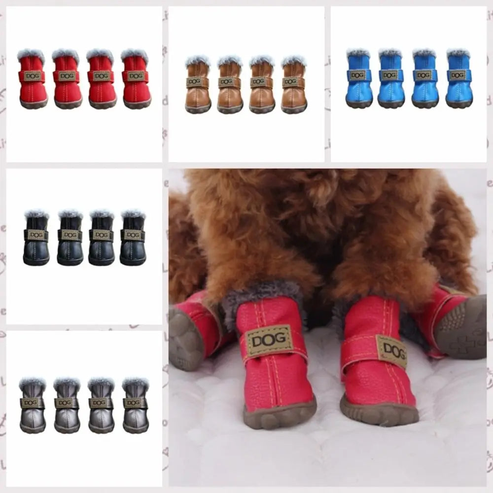 KinzoPaws 4Pcs Non-SlipSnow Winter Dog Boots