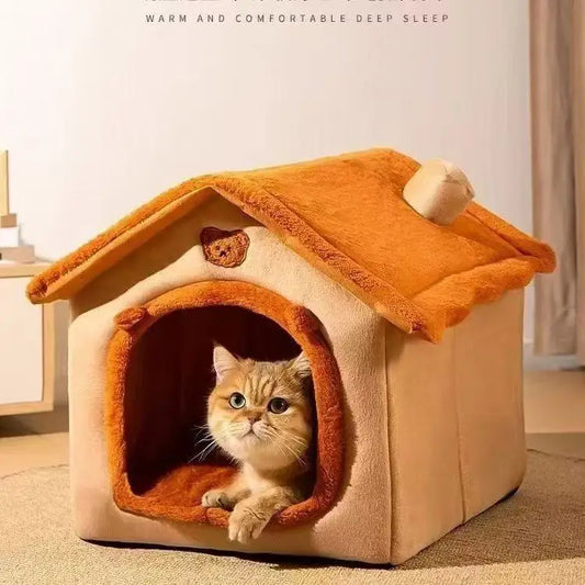 KinzoPaws Cozy Dog & Cat Cave – Winter Pet House, Soft Cashmere