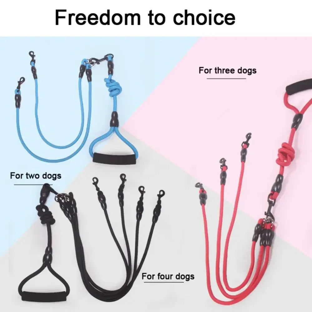 KinzoPaws Adjustable 2/3/4 Way Multi-Dog Leash with Foam Handle