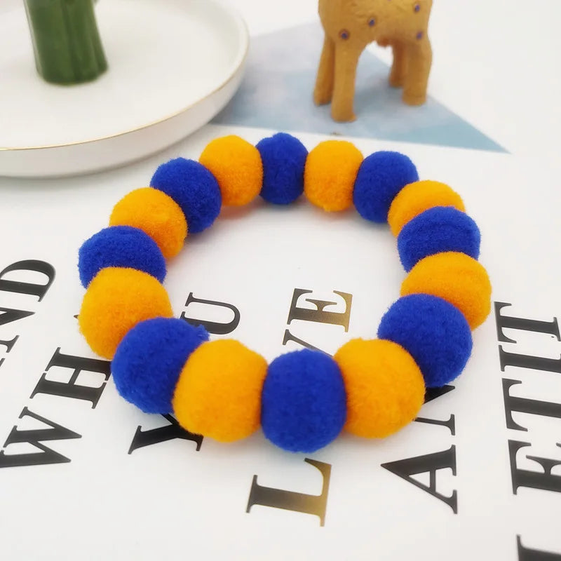 Handmade Rainbow Pom-Pom Flower Pet Necklace