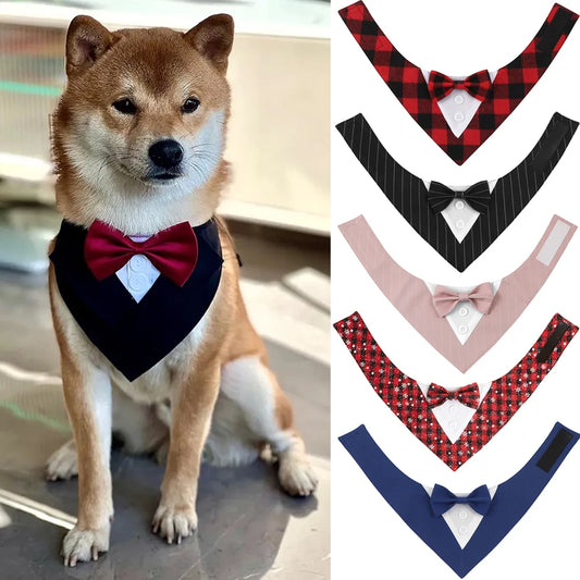 Formal Pet Bow Tie & Triangular Bandana for Dogs