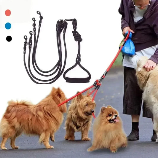 KinzoPaws Adjustable 2/3/4 Way Multi-Dog Leash with Foam Handle