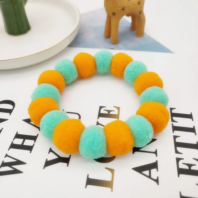 Handmade Rainbow Pom-Pom Flower Pet Necklace