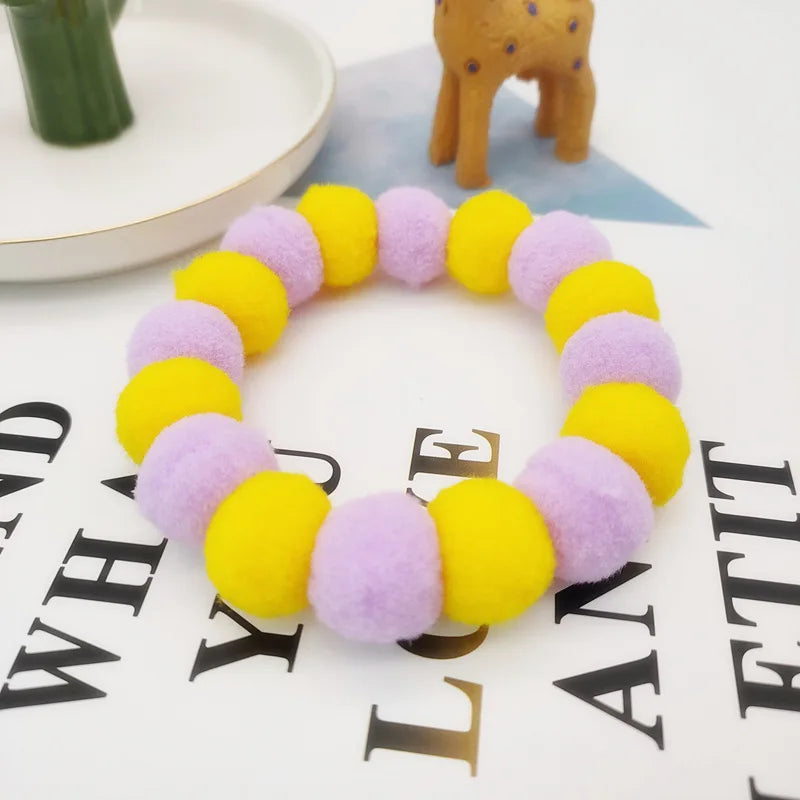 Handmade Rainbow Pom-Pom Flower Pet Necklace