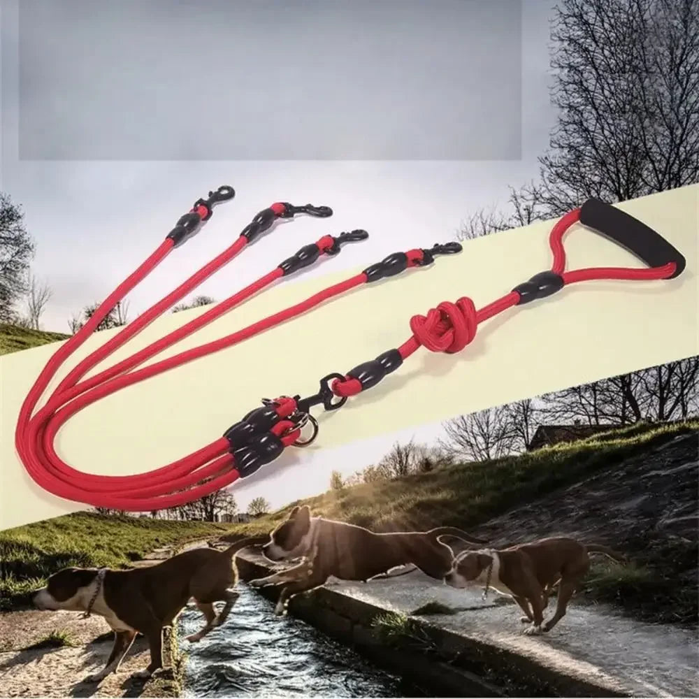 KinzoPaws Adjustable 2/3/4 Way Multi-Dog Leash with Foam Handle