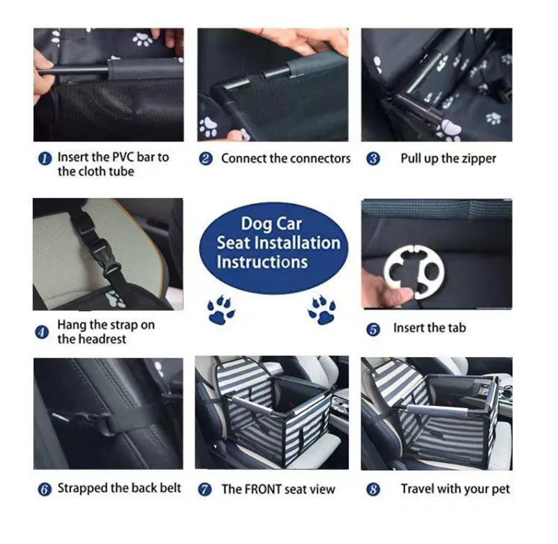 Pet Dog and Cat Foldable Travel Car Seat KinzoPaws