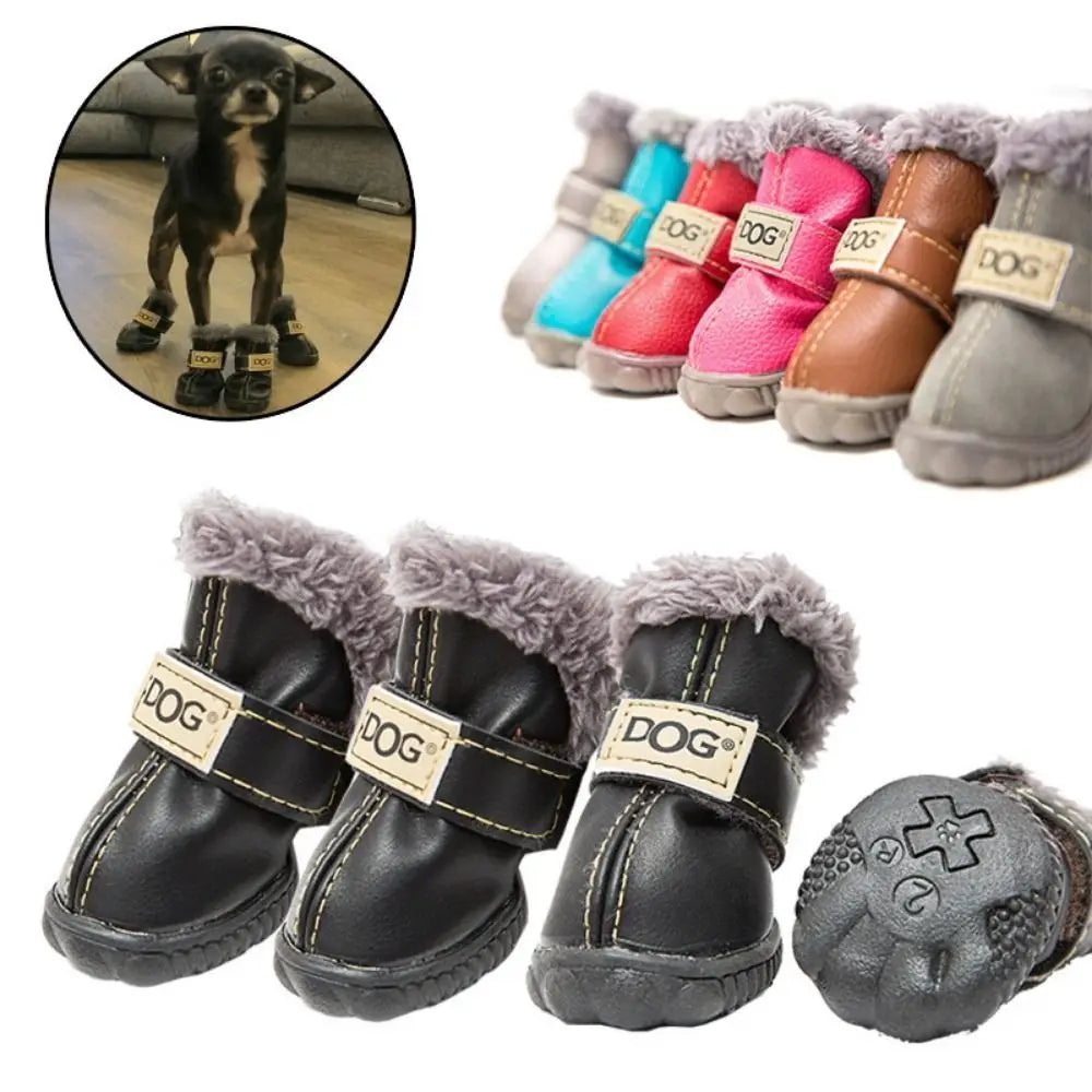 KinzoPaws 4Pcs Non-SlipSnow Winter Dog Boots